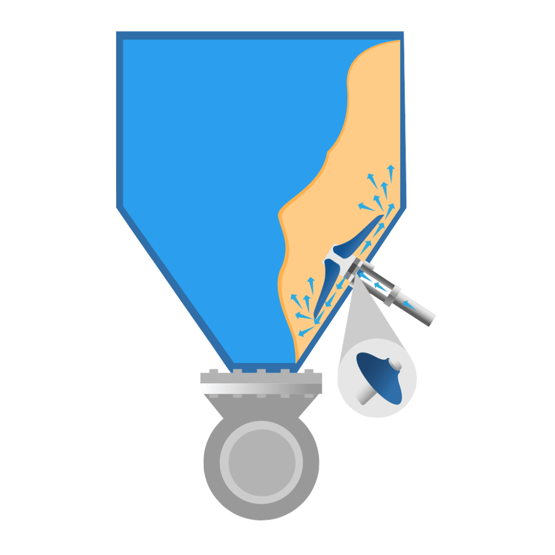 Fluidizer on a silo graphic